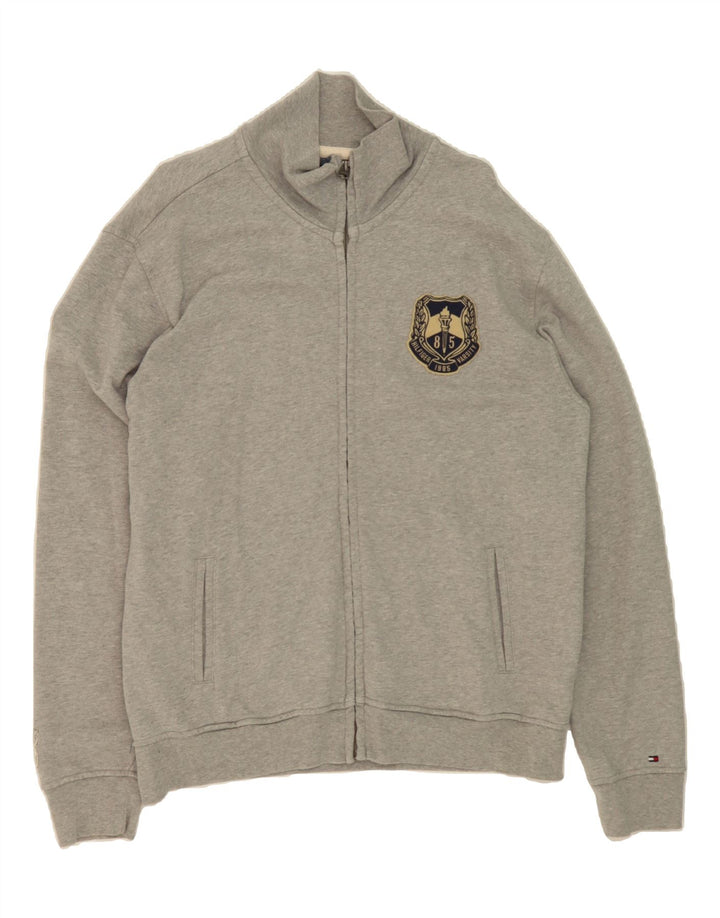 TOMMY HILFIGER Mens Tracksuit Top Jacket XL Grey Cotton Vintage Tommy Hilfiger and Second-Hand Tommy Hilfiger from Messina Hembry 