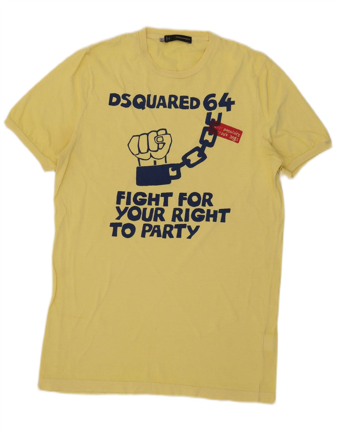 Tricou grafic pentru bărbați Dsquared2 Top din bumbac galben mediu