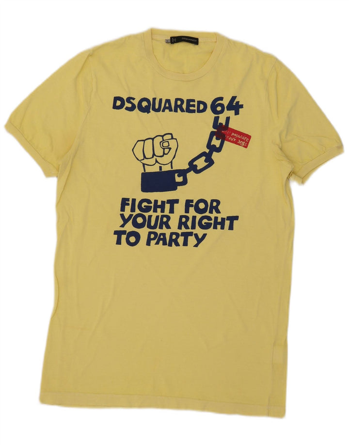 Tricou grafic pentru bărbați Dsquared2 Top din bumbac galben mediu