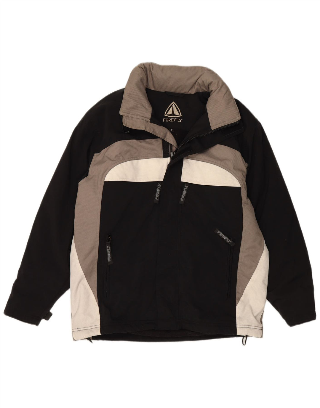 Jachetă de vânt pentru bărbați VINTAGE, cu glugă, UK 36, mic, negru, nailon color bloc