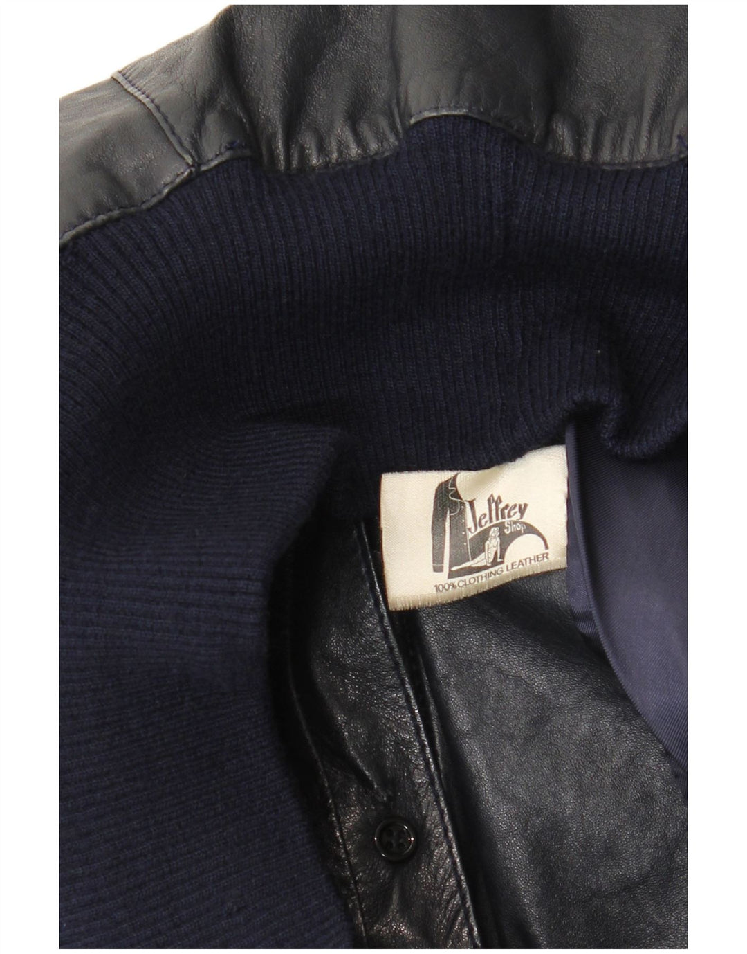 Jachetă Bomber din piele vintage pentru femei UK 14 Medium bleumarin din piele