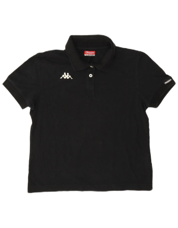 Tricou polo Kappa pentru femei UK 16, mare, negru, bumbac