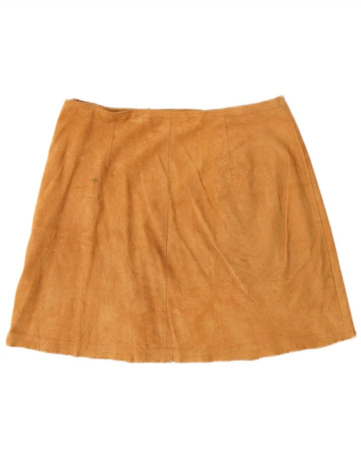 Fusta Wrap Femei din piele intoarsa Stefanel IT 44 Medium W28 Piele Maro