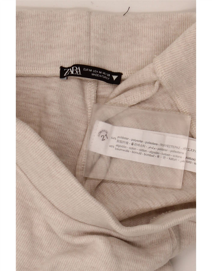 Pantaloni de trening Zara pentru femei UK 12 Medium Bej Poliester cu pete
