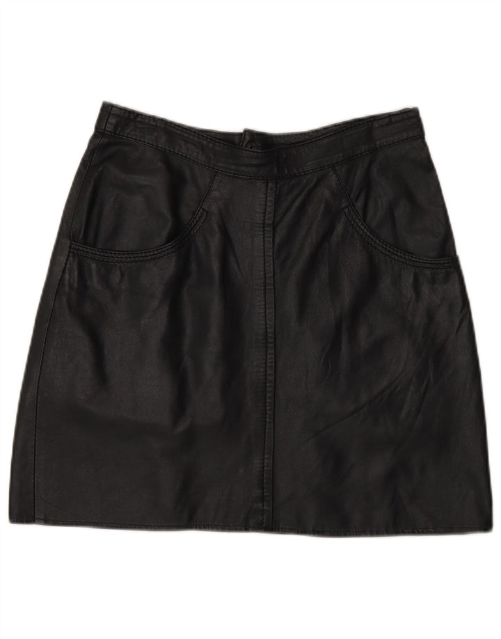 Fusta Mini din piele Vintage pentru femei IT 44 Medium W28 Negru