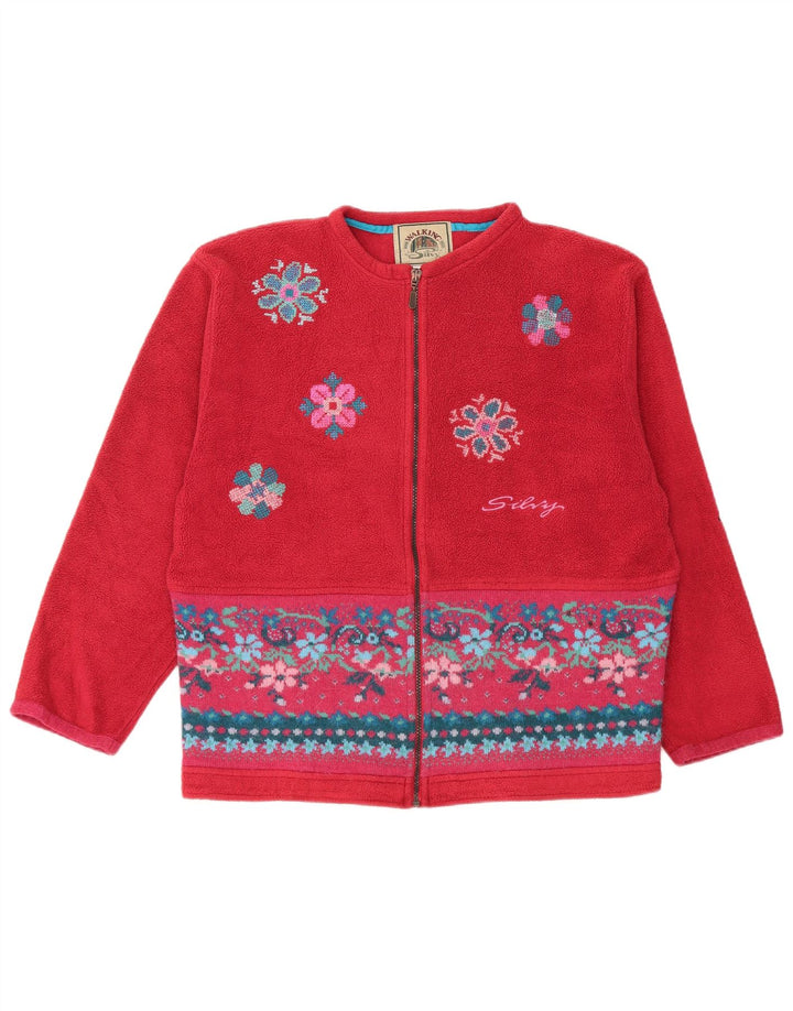 Jachetă fleece supradimensionată pentru femei Silvy UK 14 Poliester floral roșu mediu