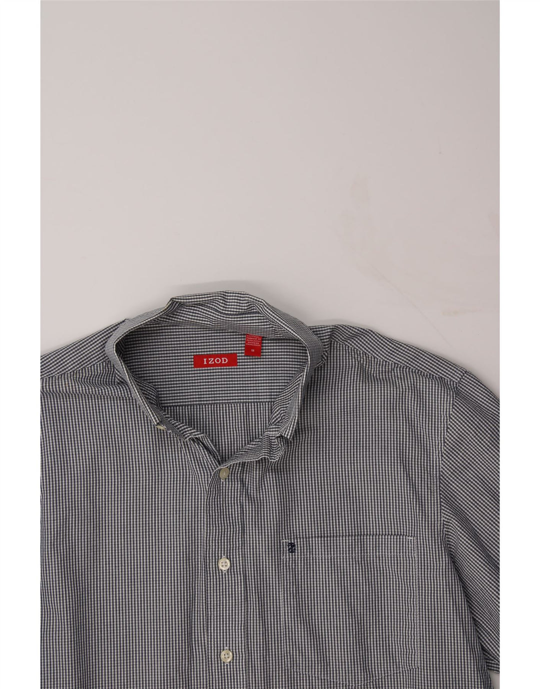 IZOD Mens Shirt Medium Grey Check Cotton Vintage Izod and Second-Hand Izod from Messina Hembry 