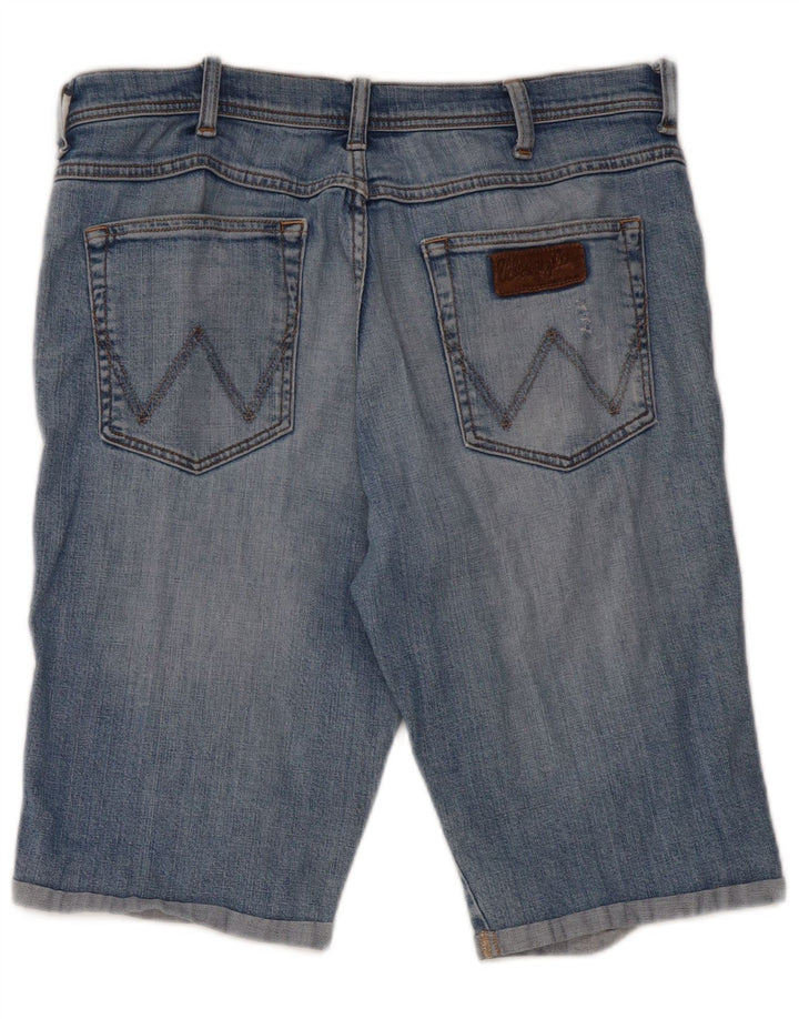 Pantaloni scurți din denim învechit Wrangler pentru bărbați W34, bumbac albastru mare