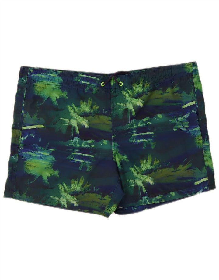 Sundek Pantaloni scurți de înot pentru bărbați, medii, bleumarin, poliester, hawaian