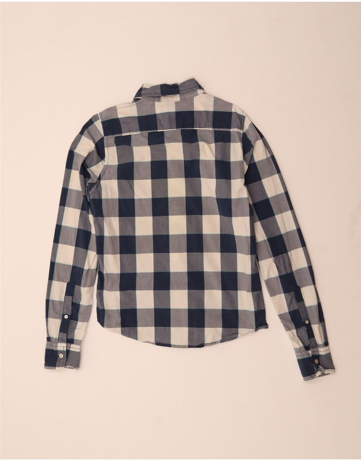 HOLLISTER Mens Shirt Medium Navy Blue Gingham Cotton