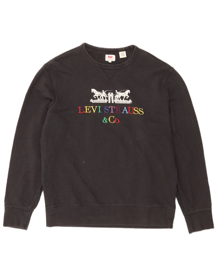 Levi's Pulover grafic pentru bărbați, bumbac mediu negru