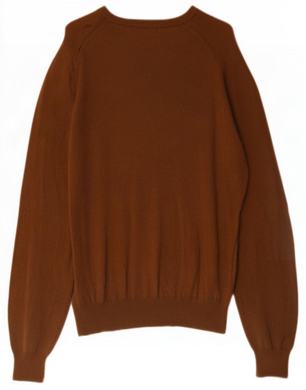 Marks & Spencer Mens V-Neck Jumper Sweater Medium Brown Cashmere