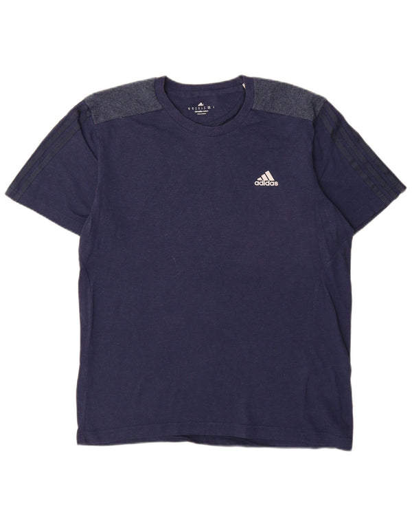 Tricou Adidas Climalite pentru bărbați Top mediu din bumbac bleumarin