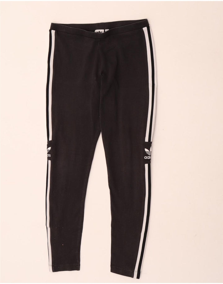 Leggings grafic Adidas pentru femei UK 14, bumbac mediu negru