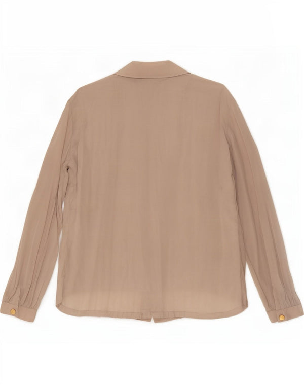 Bluză vintage cu mânecă lungă pentru femei, cămașă transparentă UK 18 XL Bej