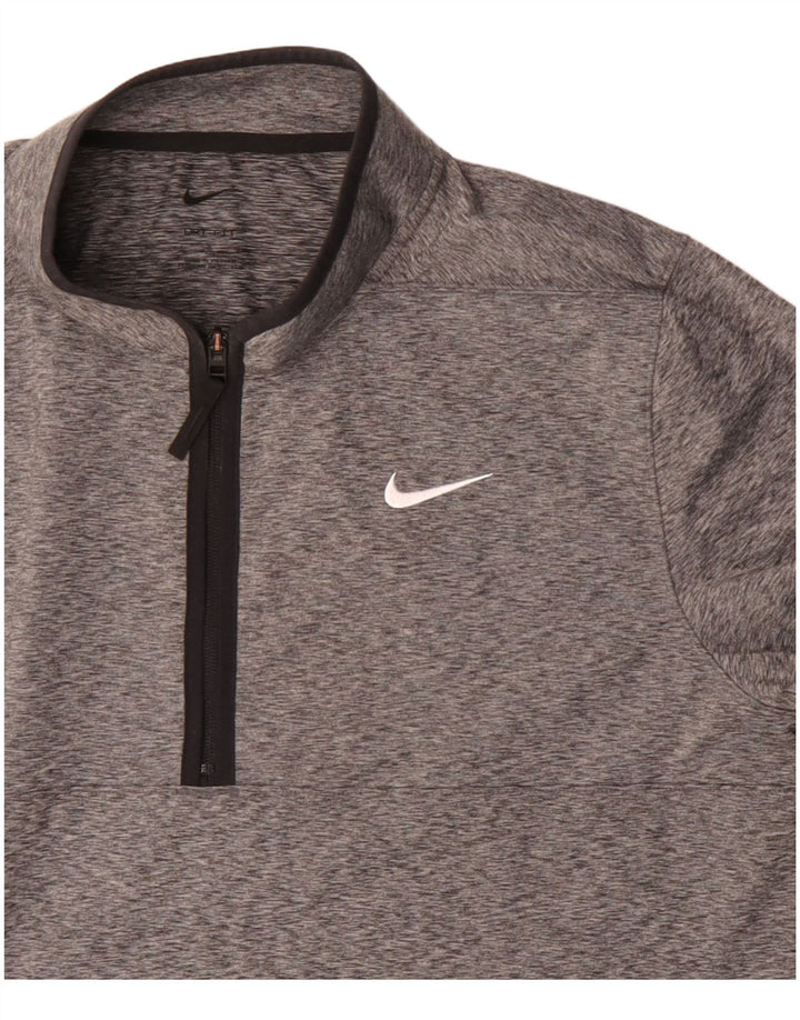 Top de trening pentru bărbați Dri Fit, cu fermoar și gât, pulover, mare, gri