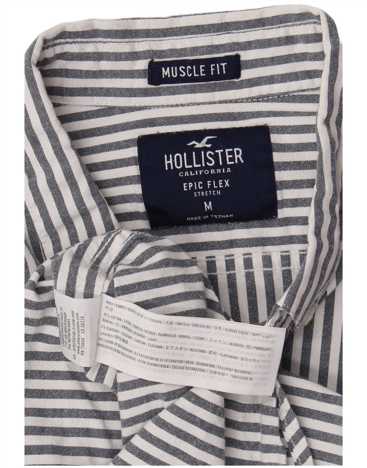 Cămașă mușchi HOLLISTER pentru bărbați, bumbac cu dungi, gri mediu