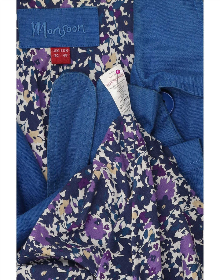 Trench pentru femei Monsoon UK 20 2XL Blue Linen