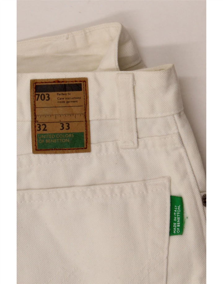 BENETTON Blugi conici pentru femei W32 L30 bumbac alb
