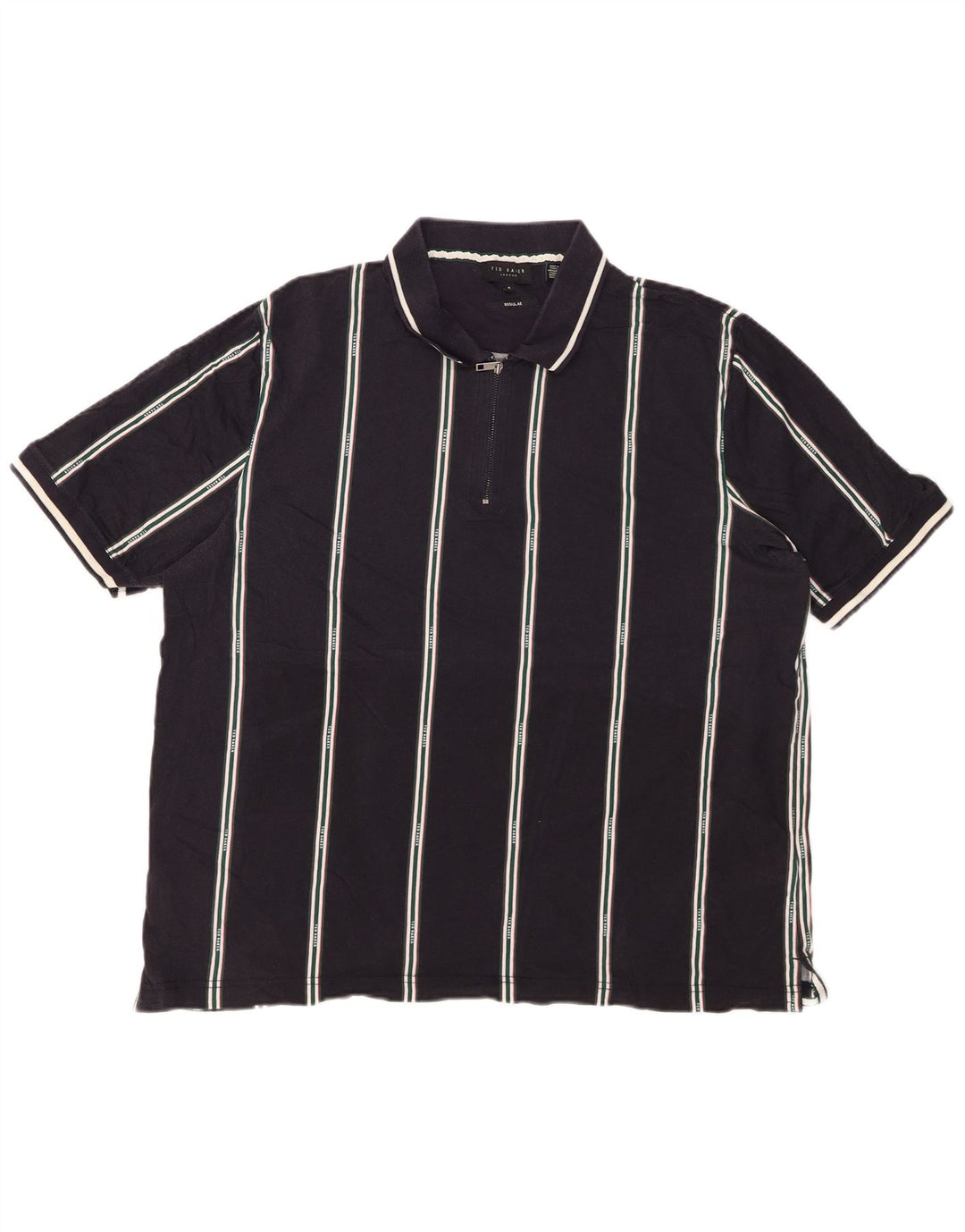 Tricou polo pentru bărbați TED BAKER cu decolteu cu fermoar obișnuit Mărimea 6 2XL bleumarin cu dungi