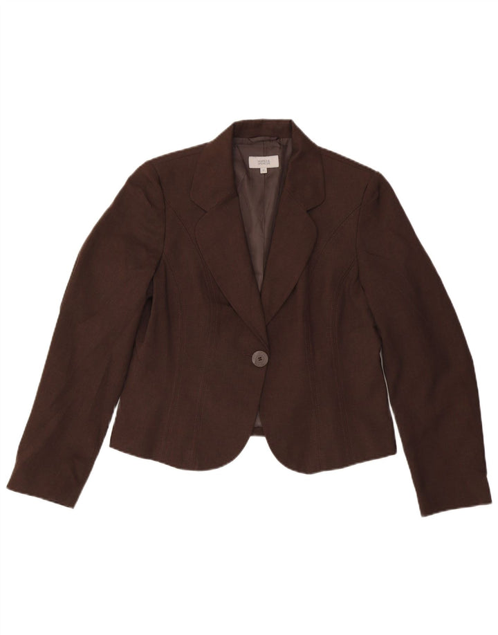Sacou Marks & Spencer pentru femei, cu 1 nasture, poliester maro mediu UK 14