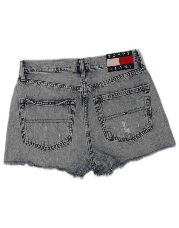 Pantaloni scurți din denim învechit pentru femei cu talie înaltă Tommy Hilfiger W28 albastru mediu