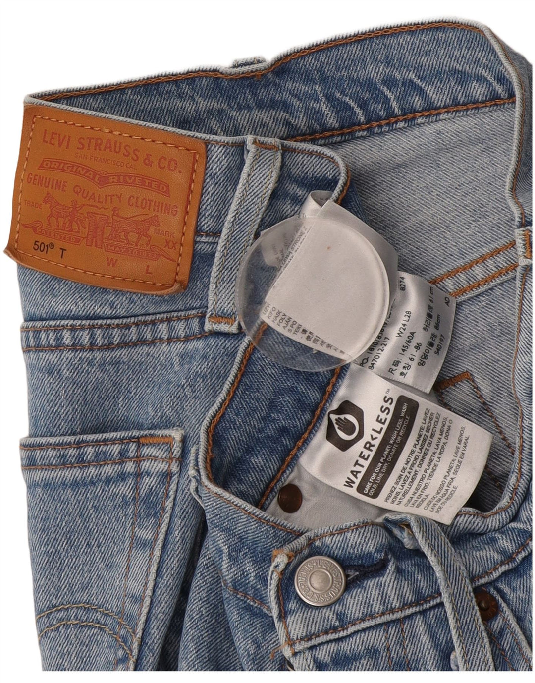Blugi drepti 501 pentru femei Levi's L24 L28 Bumbac albastru