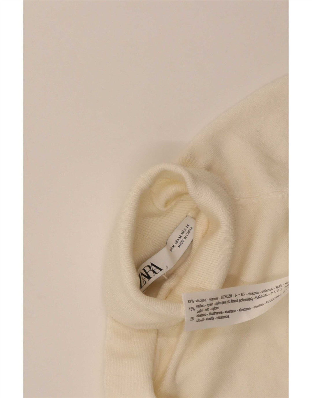 Pulover pentru femei cu mânecă scurtă cu gât rulat Zara UK 12 Medium White