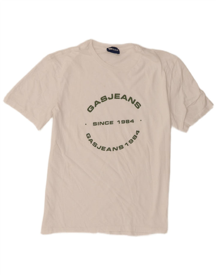 Tricou grafic pentru bărbați Gas Top Mediu Alb