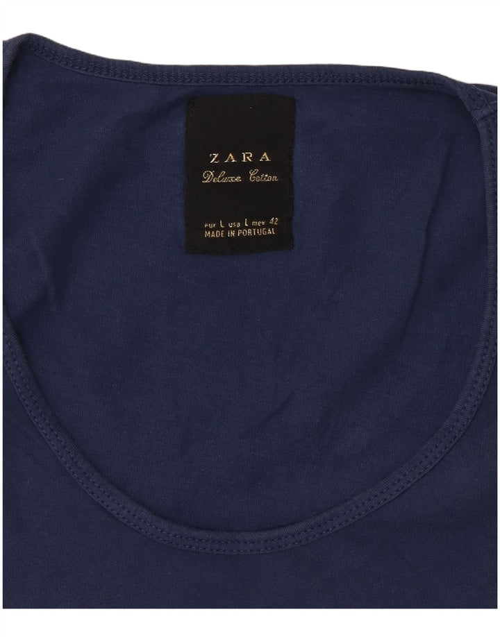Top tricou ZARA pentru femei UK 14 mare bumbac bleumarin