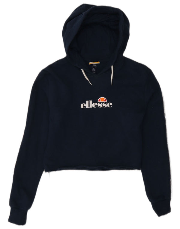 Pulover pentru femeie Ellesse Graphic Crop Hoodie UK 4 XS Bumbac bleumarin