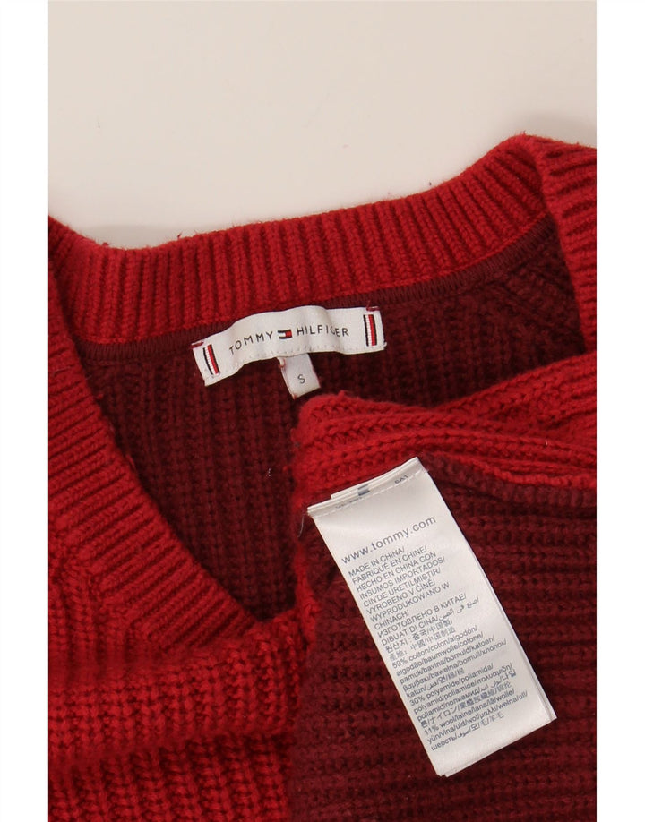 TOMMY HILFIGER Mens Crew Neck Jumper Sweater Small Red Cotton Vintage Tommy Hilfiger and Second-Hand Tommy Hilfiger from Messina Hembry 