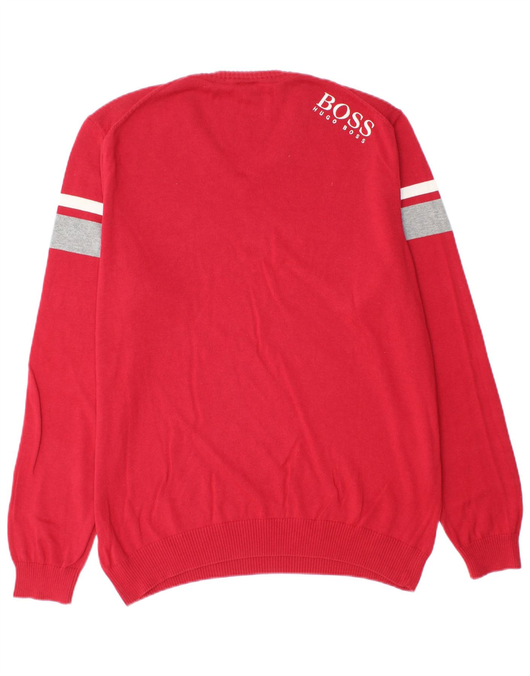 Pulover cu decolteu în V pentru bărbați HUGO BOSS, mare, roșu, color block