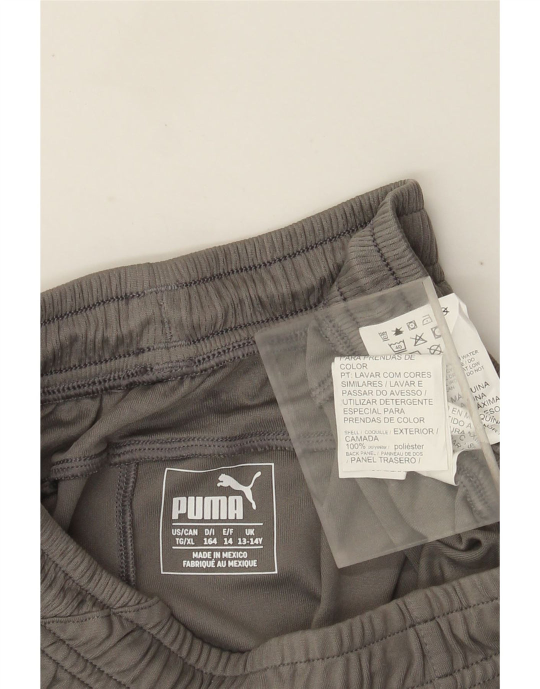 Pantaloni scurți sport Puma pentru băieți 13-14 ani, gri, poliester color bloc