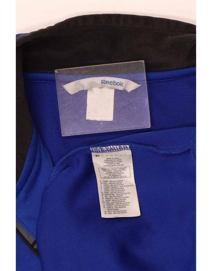 Top de trening Reebok pentru bărbați, cu grafic, cu fermoar și gât, din poliester albastru