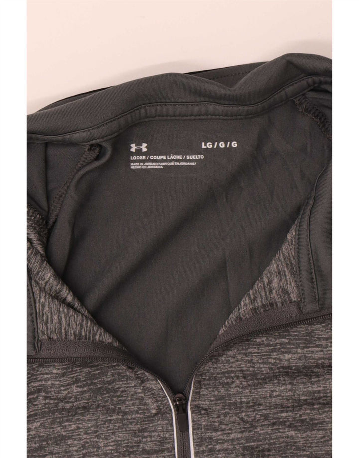 Top de trening Under Armour pentru bărbați, cu fermoar și gât, colorat mare, gri