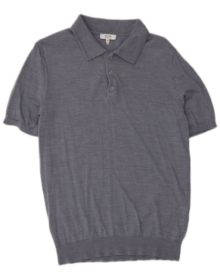 Tricou polo pentru bărbați Reiss, lână albastră medie