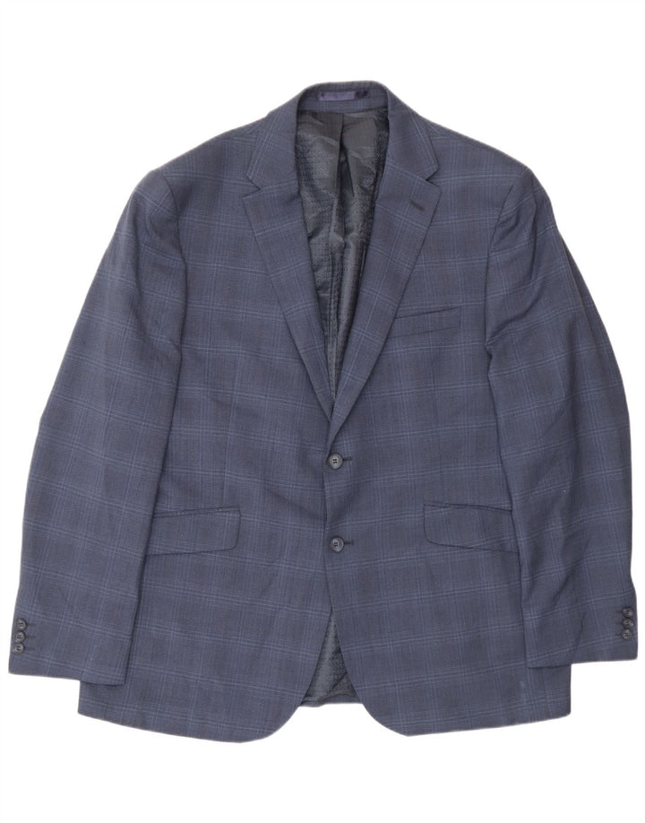 Jachetă pentru bărbați Pierre Cardin cu 2 nasturi IT 56 3XL Lână cu carouri bleumarin