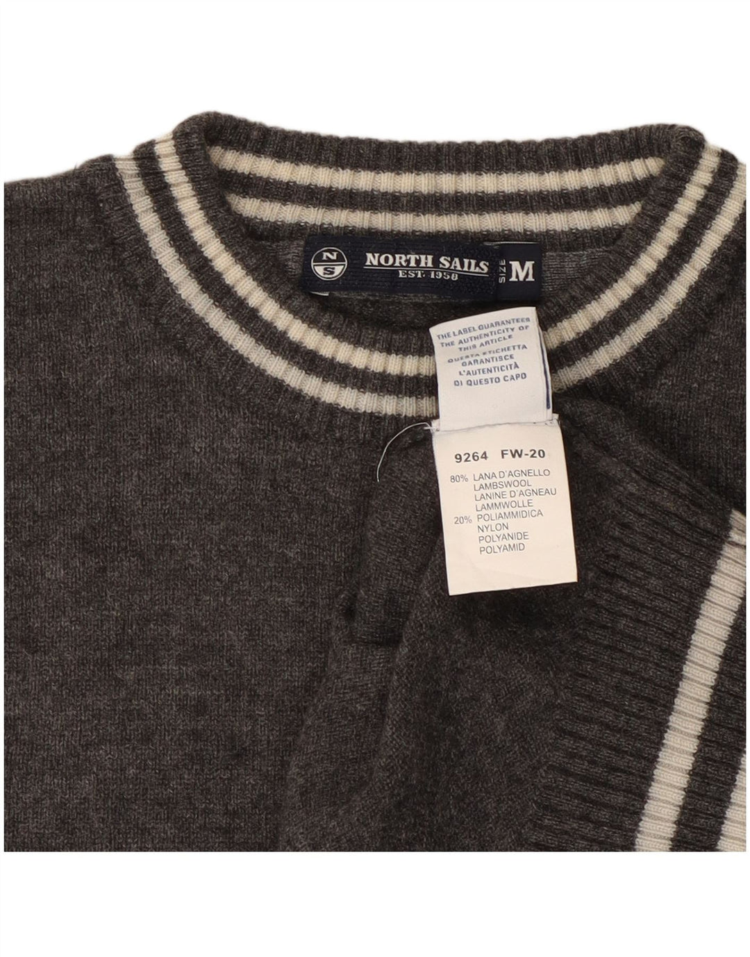 NORTH SAILS Pulover pentru femei cu gât crew pulover UK 14 Medium Gri Lână
