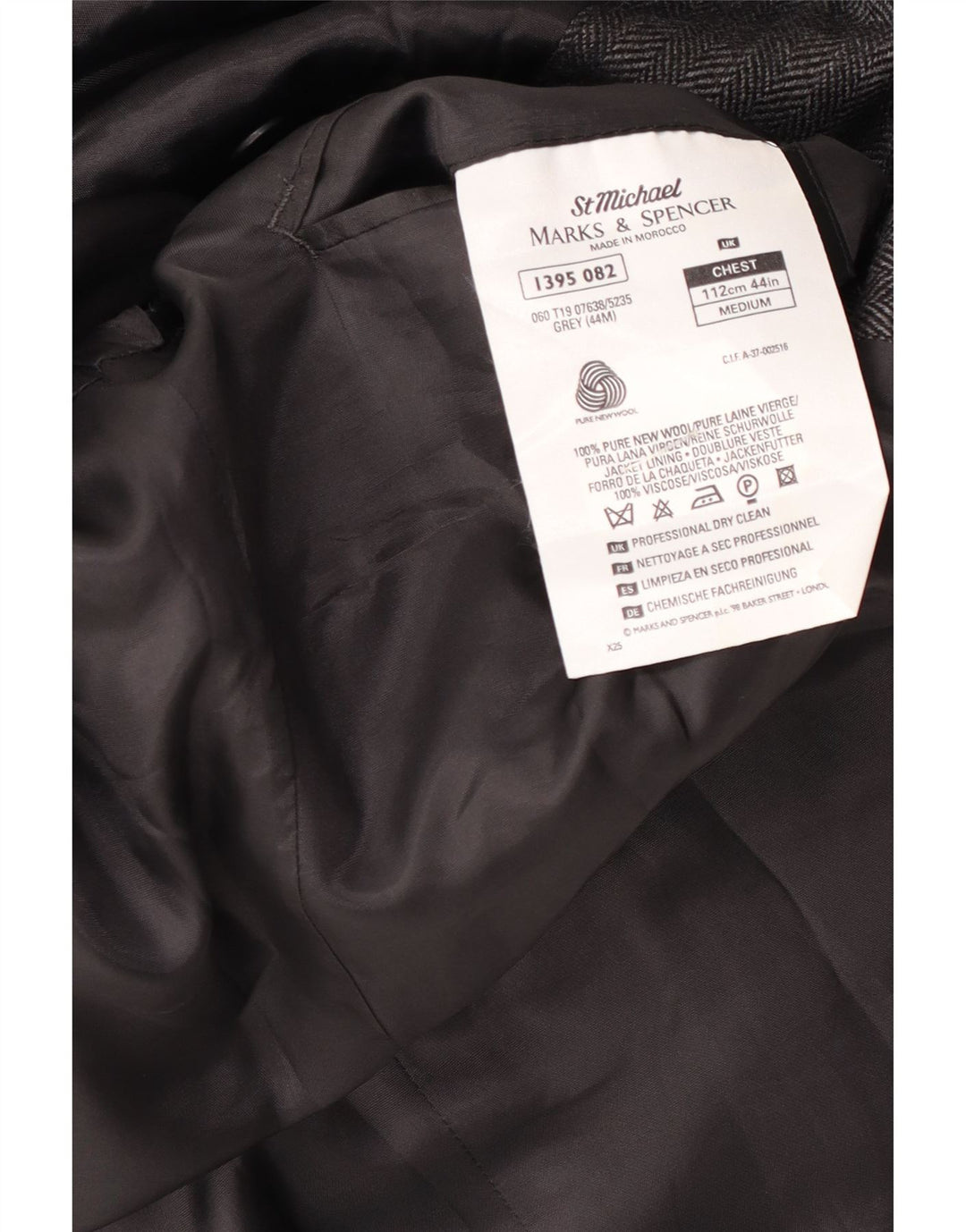 Jachetă pentru bărbați Marks & Spencer, cu 2 nasturi, UK 44 XL, lână gri cu dungi