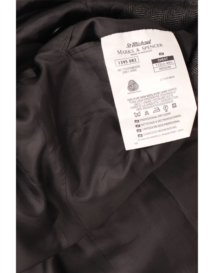 Jachetă pentru bărbați Marks & Spencer, cu 2 nasturi, UK 44 XL, lână gri cu dungi