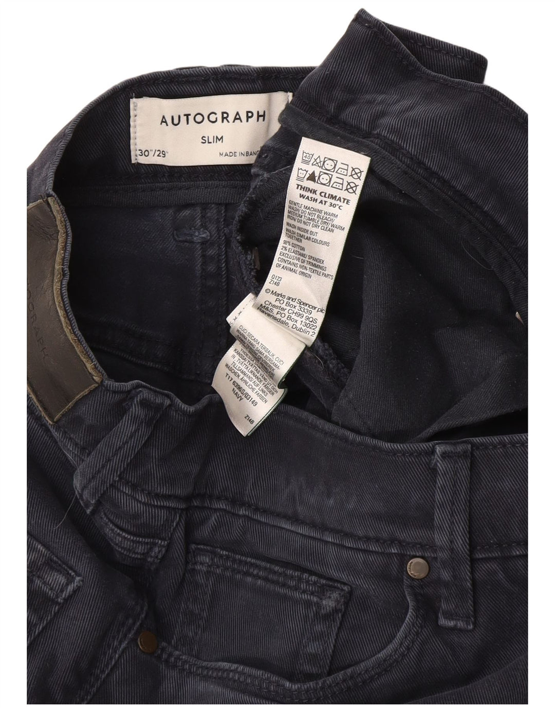 Marks & Spencer Blugi Slim Autograph pentru bărbați W30 L29 Bumbac bleumarin