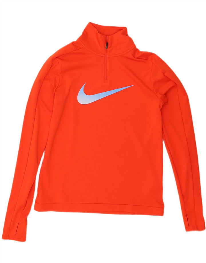 Top de trening cu pulover grafic Nike pentru femei UK 10 Poliester portocaliu mic