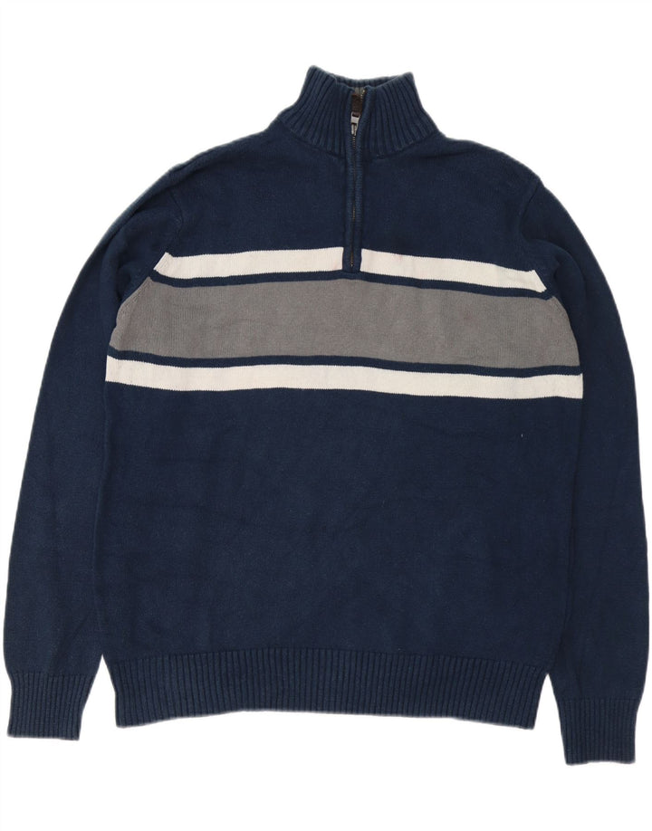 EDDIE BAUER Pulover pentru bărbați, cu fermoar, cu gât, mare, bleumarin, color block