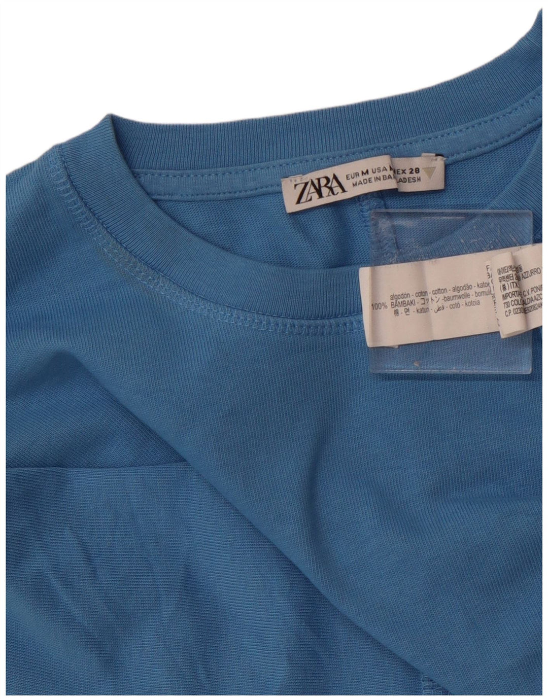 Top tricou ZARA pentru femei UK 14 Medium Blue Bumbac