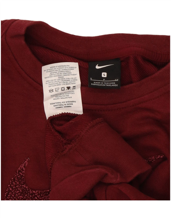 Pulover NIKE pentru femei, supradimensionat cu grafic crop, UK 10 Maroon mic