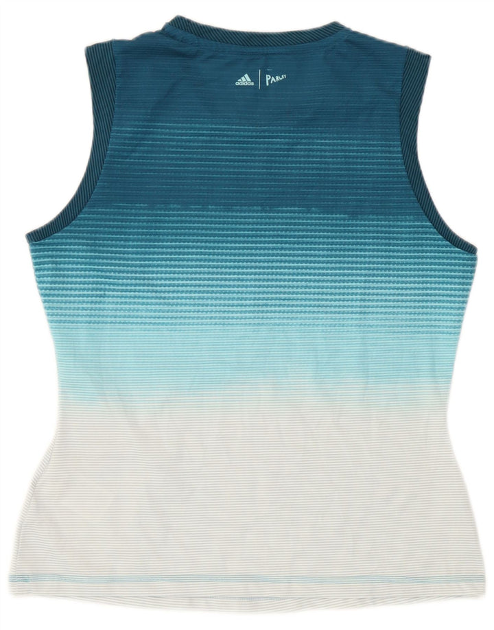 Vest Vest Top Femei Adidas UK 12/14 Medium Blue Striped Poliester