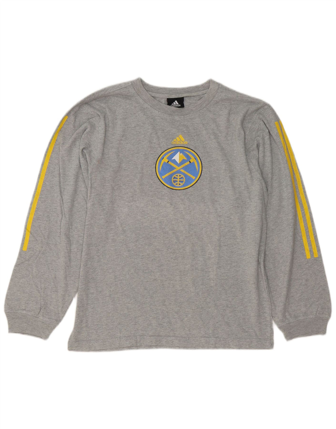 Adidas pentru bărbați Denver Nuggets Graphic Top cu mânecă lungă, gri mediu pete