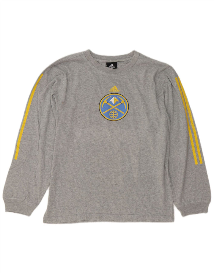 Adidas pentru bărbați Denver Nuggets Graphic Top cu mânecă lungă, gri mediu pete
