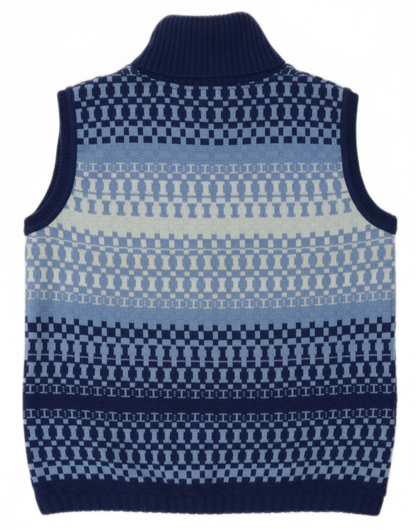 Redok Womens Crop Roll Neck Vest Tank Top UK 12 Medium Blue Geometric